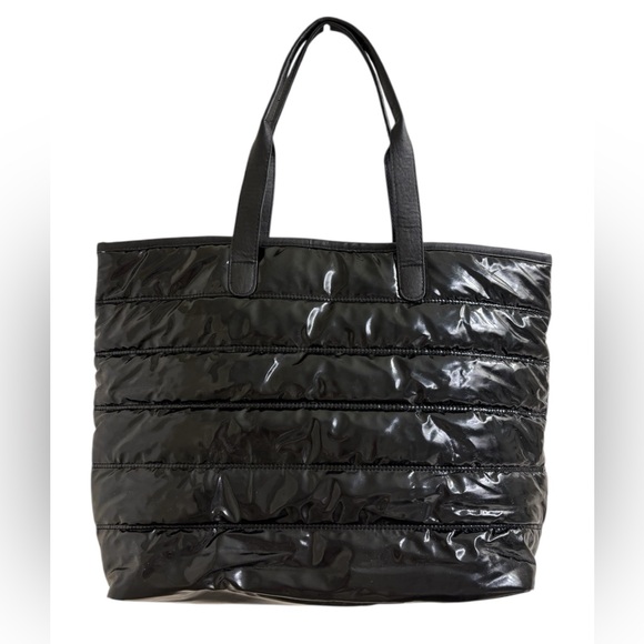 Bath & Body Works shiny black puffer tote - EUC - Picture 2 of 7